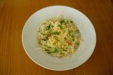 Špagety aglio olio e peperoncino (olivový olej, chilli papričky, česnek, petrželka, parmazán)
